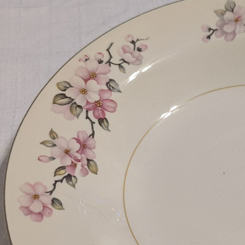 Rimmed Soup Bowls, Homer Laughlin Pink Cherry Blossom Pattern